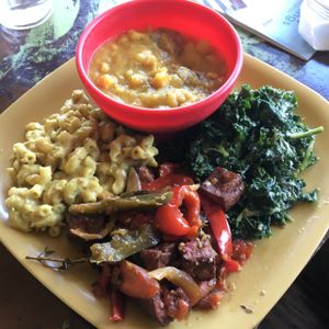 curry mac n cheez kale salad at Kale Cafe Vegan Kitchen in Daytona Beach