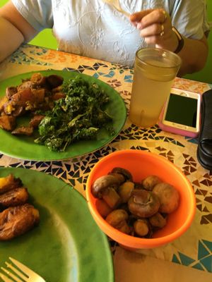 Spicy mushrooms, kale salad and potatoes  at Kale Cafe Vegan Kitchen in Daytona Beach