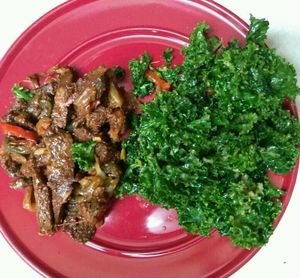 Barbecue seitan and Kale salad.  at Kale Cafe Vegan Kitchen in Daytona Beach