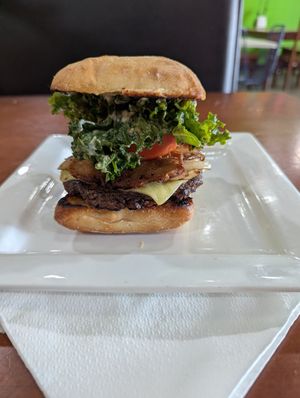 Burger Deluxe at Kale Cafe Vegan Kitchen in Daytona Beach