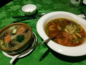 chinese style soup and dumplings  at Carefree Vegetarian in Guangzhou