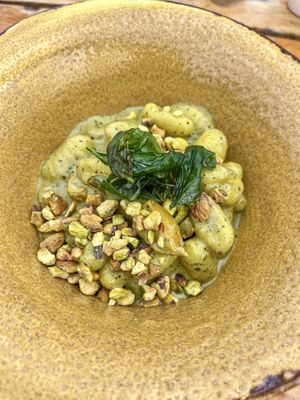 Gnocchi with pistachios saucee  at Xiringuito in Mallorca