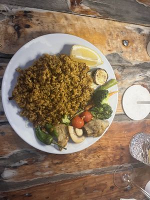 Opgeschepte vegan paella   at Xiringuito in Mallorca