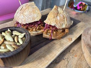 Jackfruit sandwich   at La Yaqueria Tulum in Tulum