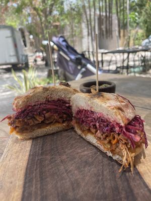 BBQ jackfruit on sourdough….absolutely amazing love this place!!!   at La Yaqueria Tulum in Tulum