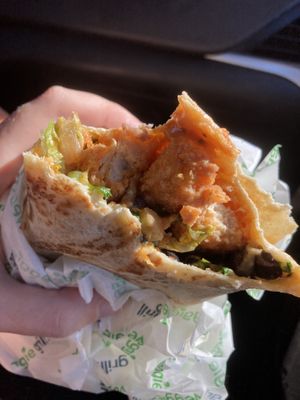 Not so secret menu item- Buffalo burrito! at Veggie Grill by Next Level in Westlake Village