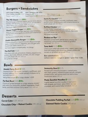menu2 at Veggie Grill by Next Level in Westlake Village