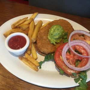 Chikin' burger at Veggie Grill by Next Level in Westlake Village