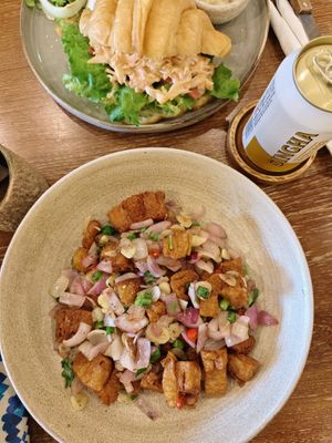 Crispy chilly vegan pork - the porky feel was there in every chew…with no guilt and the spice was apt to my taste  at Kem-Kon KhaoSan (เข้ม-ข้น ข้าวสาร) in Bangkok