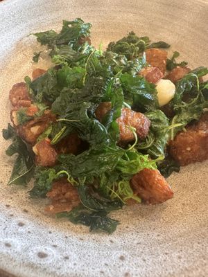 Stir fried pork belly with basil  at Kem-Kon KhaoSan (เข้ม-ข้น ข้าวสาร) in Bangkok