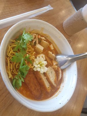 Khao soi with soy chicken   - 9.5/10 This was incredible never had it before and was beyond expectations that's some good food right  there at Kem-Kon KhaoSan (เข้ม-ข้น ข้าวสาร) in Bangkok