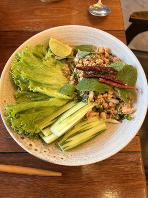 ‘Larb’, quite spicy and delicious   at Kem-Kon KhaoSan (เข้ม-ข้น ข้าวสาร) in Bangkok