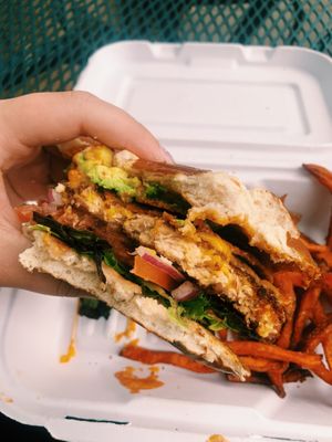 Yum vegan chicken sammy  at Native Foods in Glendale