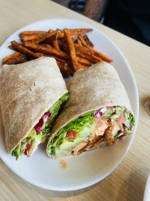 Wrap and sweet potato friess  at Native Foods in Glendale
