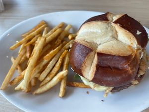 Pretzel Roll Burger & Friess  at Native Foods in Glendale