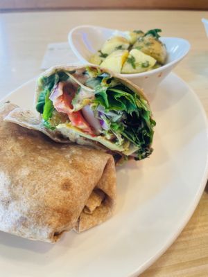 Chicken BLT on a wrap with potato saladd  at Native Foods in Glendale