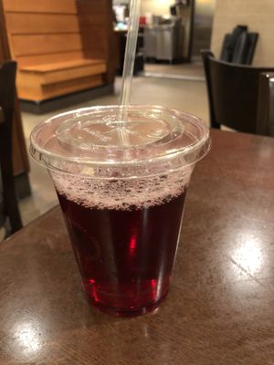 Unsweetened caffeine free blueberry tea at Native Foods in Glendale