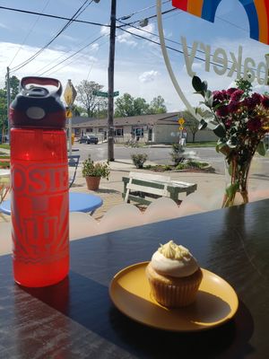 cupcake and lavender lemonade! byo containers, love! at Rainbow Bakery in Bloomington