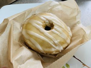 Orange donut #Veganuary at Rainbow Bakery in Bloomington