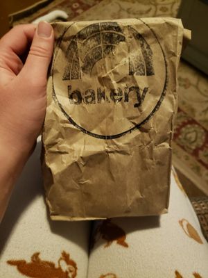 take away bag at Rainbow Bakery in Bloomington