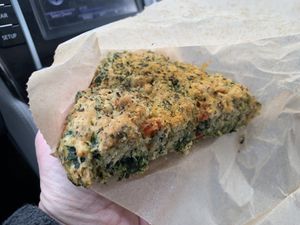 Spinach Tomato Scone  at Rainbow Bakery in Bloomington