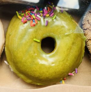 Matcha sprinkle donut  at Rainbow Bakery in Bloomington