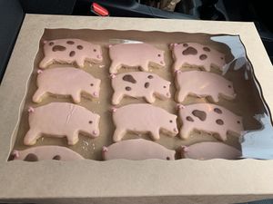 Special order pig cookies! 🐖  at Rainbow Bakery in Bloomington