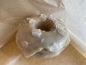 Key lime donut- sweet & fluffy! The donuts are even yummier now under the new management! 🍩  at Rainbow Bakery in Bloomington