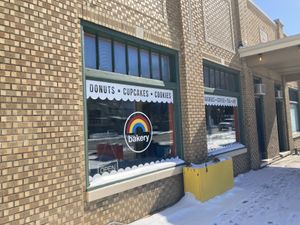 Front window  at Rainbow Bakery in Bloomington