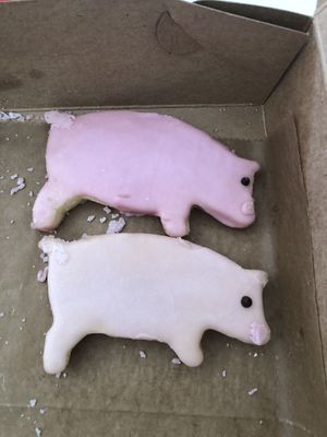 Pig cookies! (All vegan.) at Rainbow Bakery in Bloomington