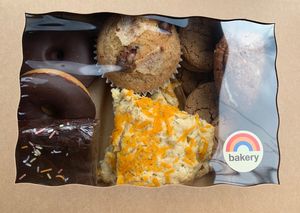 Cheese scone, brownie, oatmeal pie, cookie... Where do I start?!?! at Rainbow Bakery in Bloomington
