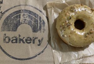 Pistachio cardamom donut at Rainbow Bakery in Bloomington