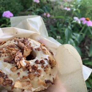 Maple bacon donut at Rainbow Bakery in Bloomington