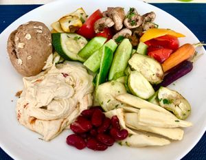Hummus and salad  at Envy  in Dubai