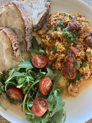 Greek scrambled tofu  at ela eatery in Muenchenstein