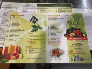 menu 2  at Chen Vegetarian House in West Reading