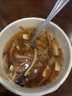 Hot & sour soup —choose your level of spicy (I got medium which was plenty for me)  at Chen Vegetarian House in West Reading