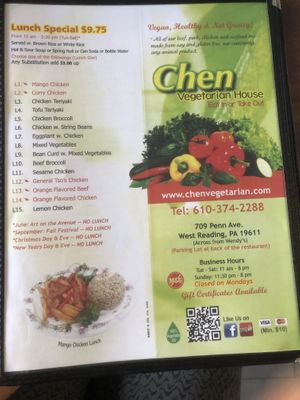Menu   at Chen Vegetarian House in West Reading
