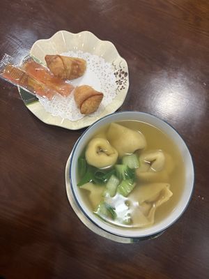 Won-Ton Soup & Spring Roll  at Chen Vegetarian House in West Reading