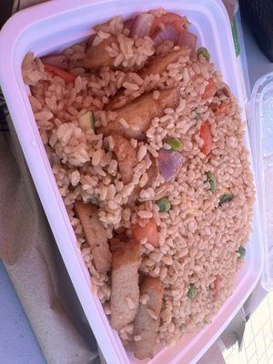 Mixed rice with mock chickenn  at Chen Vegetarian House in West Reading