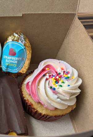 Cupcake and house-made cream egg at Strawberry Blonde Bakery in Ottawa