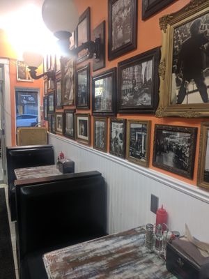 Interior of the restaurant at Flipp'n Burgers in Calgary