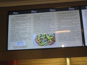 Menu at Pizzeria Fellini in Stockholm