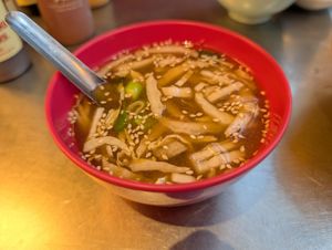 Miso soup (vegan) at Knees To Chin  in Antwerpen
