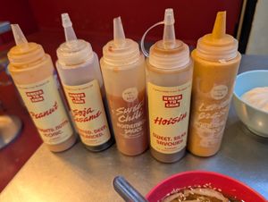 5 homemade sauces (all vegan) at Knees To Chin  in Antwerpen