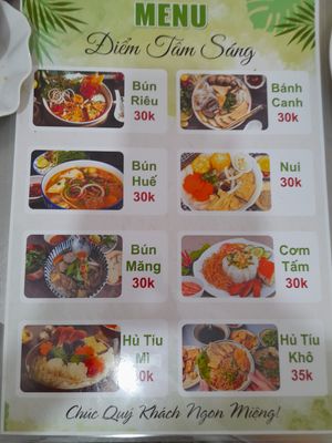 Menu at Tự Chọn in Ho Chi Minh City