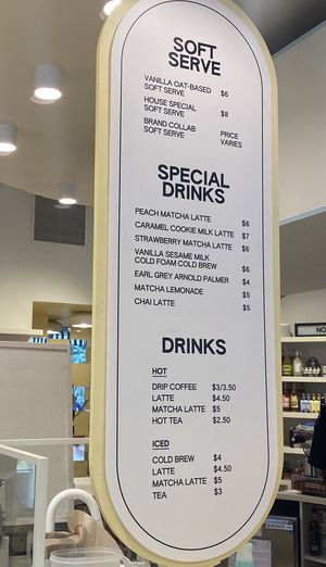 Menu  at Pop Up Grocer in New York City