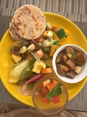 Different vegetables with local bread  at Avani Kalutara Resort in Kalutara