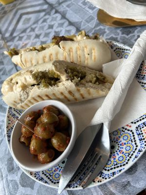 Vegan falafel and hummuss  at Finnieston Fez in Glasgow