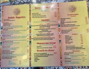 Food menu 2  at Finnieston Fez in Glasgow